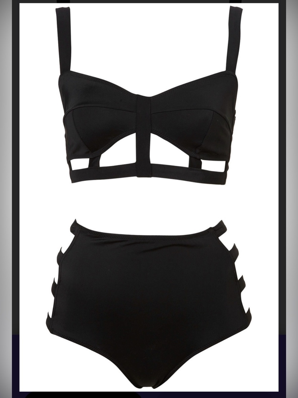 Topshop Black Cutout High-Waist Bikini Set